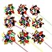 Dazzling Toys Spin Wheel Decor – 12 Wind Spinners for Yard & Garden, Mini Whirly Spinning Windmills, Rainbow Color Spinner Toy for Kids, Colorful Pinwheels for Outside Christmas Party Decorations