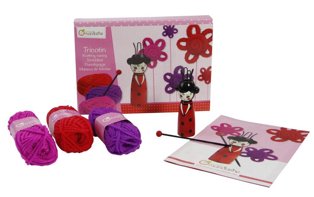 Avenue Mandarine - Ref 42710O - Creative Box - Knitting - Contains Knitting Nancy, 3 Balls of Wool & Needles - Make Woollen Tubes, Suitable for Ages 7-12+