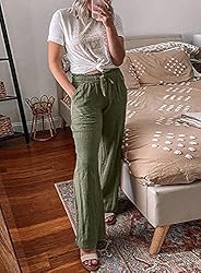 Acelitt Womens Casual Pants Capris Drawstring
