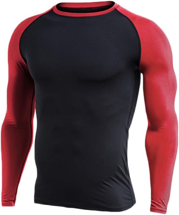 Liangzhu Mens Sports Base Layer Long Sleeved Compression Tight Fit Body Shaper Running Gym T Shirt