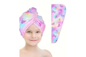 Cartoon Hair Wrap Towel Quick Drying Printed Microfiber Hair Towel, Absorbent Bathroom Towels for Women, Soft Dry Hair Cap, G