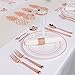 WDF 120 pieces Rose Gold Plates Disposable - Heavy Duty Rose Gold Plastic Plates Perfect for Mother's Day, Wedding, Birthday