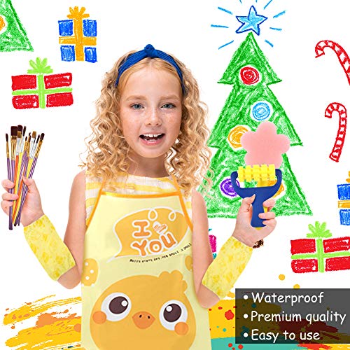 BigOtters Painting Tool Kits, 34PCS Kids Washable Paint Brushes Set Finger Paints Sponges Supply for School Prizes Art Party Gift