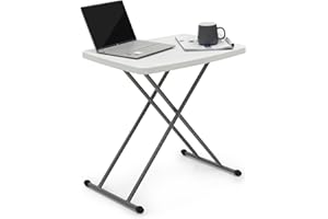 Magshion 26" Folding TV Tray Table, Height Adjustable Stable Snack Table for Small Space, Portable Sofaside White Table, Easy Assembly