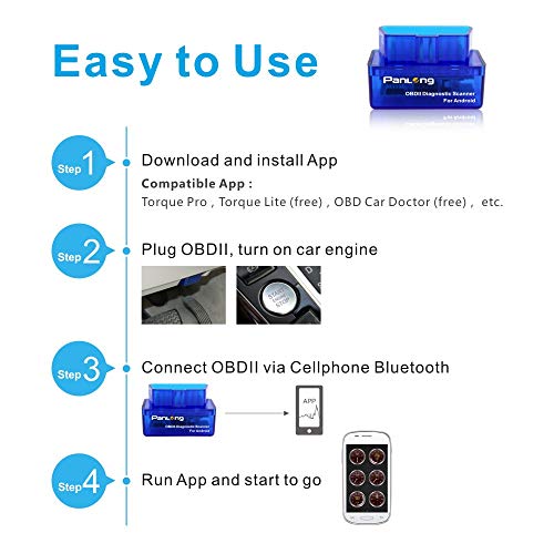 Panlong OBD2 Scanner Bluetooth OBDII Diagnostic Tool Car Code Reader