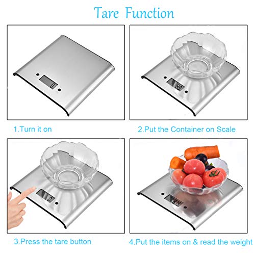 Kitchen Scale, Digital Food Weighting Scale 11lb/5000g Electronic Cooking Food Scale, Weighing Scales with LCD Display, Accurate Gram, for Home，for Kitchen, Batteries Included -TOBION - Thumbnail 3