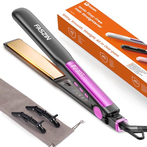 Faszin 2 in 1 Glätteisen Locken und Glätten, Titanplatten Ionen Haarglätter für einen glatten Stil, 20s Schnellaufheizung, 3D-Schwebepanel verhindert