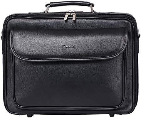 Ronts Men's PU Leather Laptop 15.6'' Computer Briefcase Zipper Business Messenger Bag