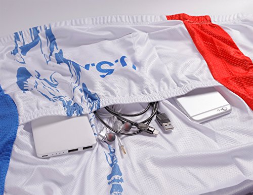 Yianerm Men Cycling Clothes Short Sleeve Bike Clothes (X-Large, White Bib Set Flag) - Thumbnail 4