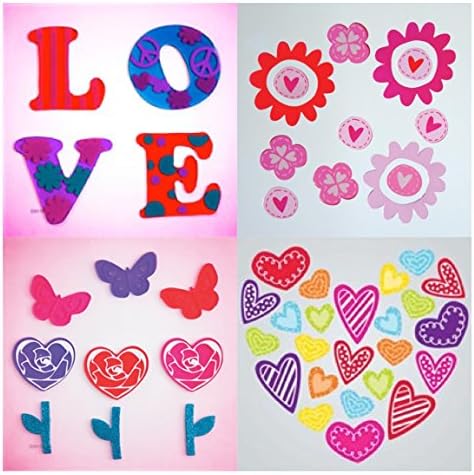 GelGems Valentine Window Clings: LOVE, Love Blooms, Heart Flowers, Heart of Hearts, 4-Piece Play Set