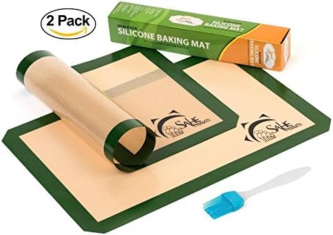 SAHE PRODUCTS Non-Stick Silicone Baking Mat and Sheets - 2 Pack - Green