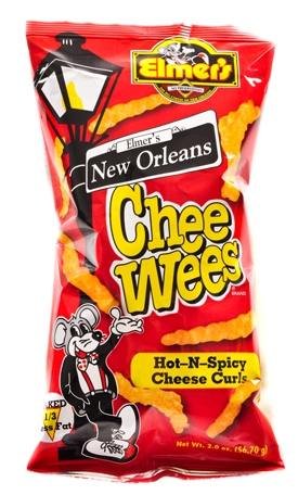 Elmer's New Orleans Chee-wee's, Authentic NOLA Hot-N-Spicy Flavor, Irresistible Crunchy Snack Delight 2 oz Bags, Pack of 6