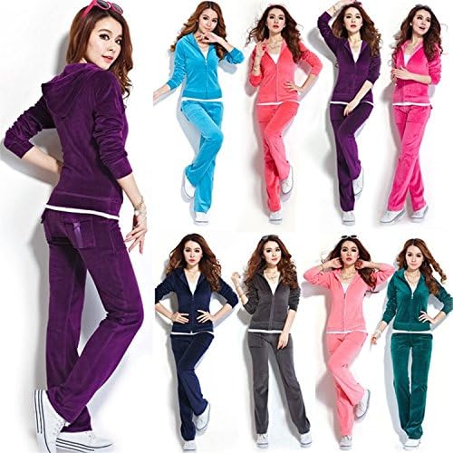 Labaqiangj Women'S Velour Hoodie+Pant Tracksuit Sport Sweat Suit Set RoseUS/M = Asian/2XL