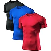 ATHLIO Men's Cool Dry Short Sleeve Compression Shirts, Sports Baselayer T-Shirts Tops, Athletic Workout Shirt