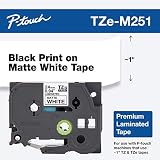 Brother P-touch TZe-M251 Black Print on Premium Matte White Laminated Tape 24mm (0.94") wide x 8m (26.2') long
