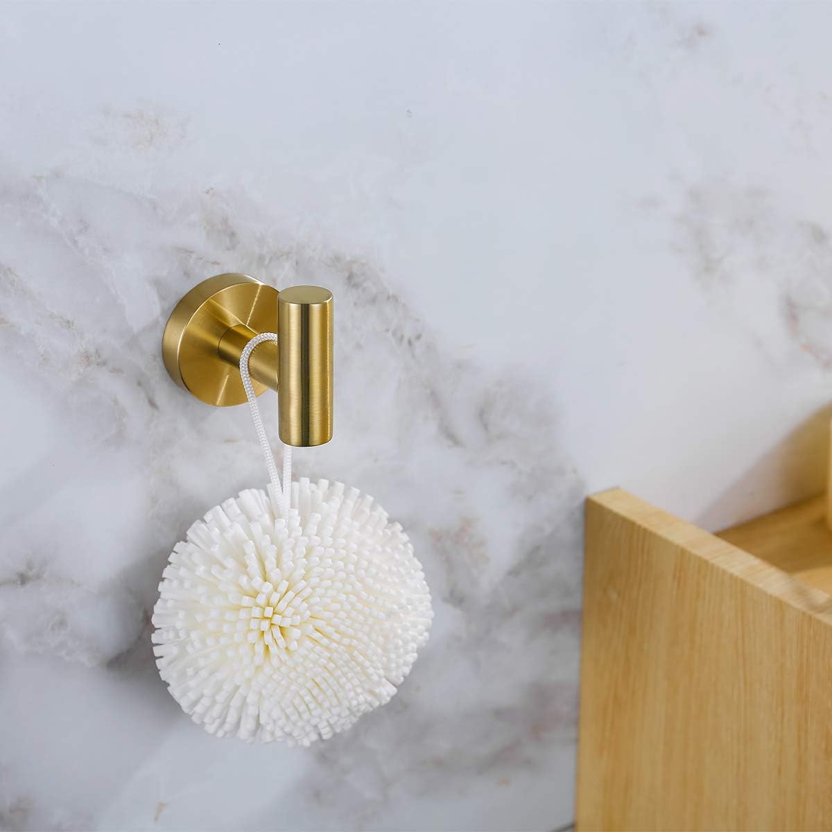 Brushed Gold Single Robe Hook, Towel Hook SUS304 Stainless Steel Bathroom Clothes Cabinet Closet Coat Hook Wall Mounted Heavy Duty Door Hanger, 2 Pack - - 