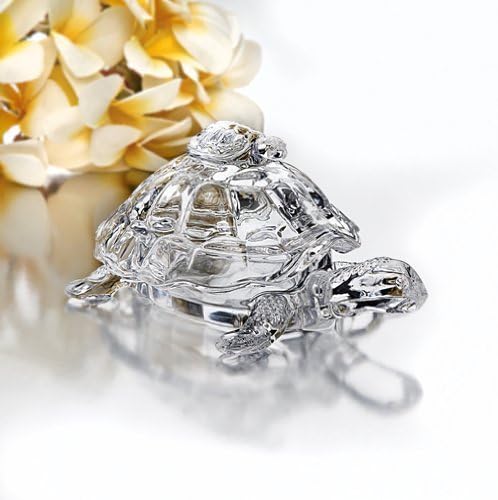 Whitewhale White Whale Baby Tortoise on Crystal Mother Tortoise in Plate Feng Shui Vastu - Best Gift for Career and Luck