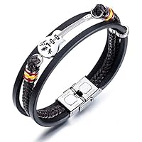 lzndeal Bracelet,Wristband,Bangle,Jewelry,Bracelet for Men,Bracelet for Men King,Men Guitar Bracelet Leather Braided Rope Multi Layer Bangle Punk Jewelry Gifts