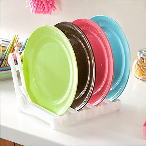 Flipco Foldable Dish Rack Dishes Drainer, Plastic Dish Drying Drainer Rack Organizer Dish Rack for Bowls Plates 12 Slots Designed Folding Extendable Dish Rack Drain