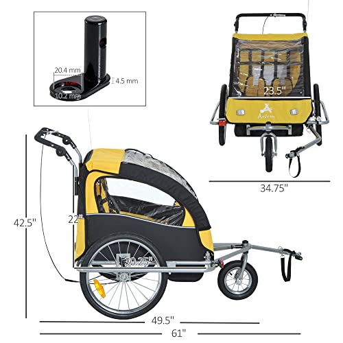 Aosom Elite 360 Swivel Bike Trailer for Kids Double Child TwoWheel