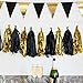 Bobee 20 Black and Gold Tissue Paper Tassel Garland Party Decorations DIY Easy Setup for New Years eve Balloon Tail Wedding Event Birthday Decoration
