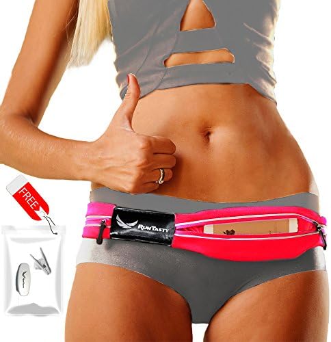 [Voted 1 Running Belt] Runners Fanny Pack for iPhone 6, 7, X, 8, 8 Plus & Android Samsung. No Bounce, Waterproof, Dual Pocket, Fitness & Travel Belt! Sleekest, Most Durable in The World!