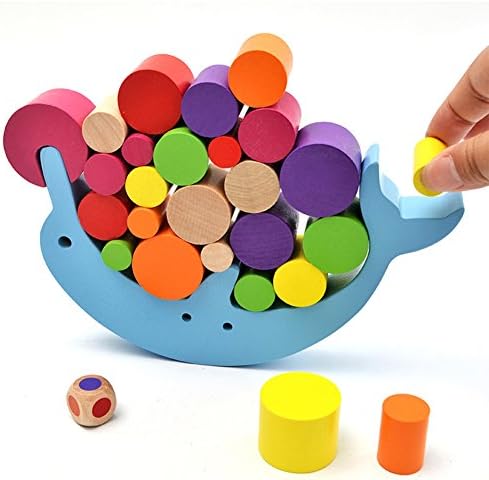 Wooden Building Blocks Dolphin Balance Educational Building Blocks For Kids Children Boys Girls With Personalized Birthday Gift Card