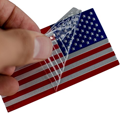 ALUMINUM American Flag Sticker Decal Emblem | perfect for vehicle, truck, car, motorcycle, rv, scooter, or suv 3.18” x 1.75” (Stars on the RIGHT side)