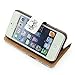 Bfun Packing Bcov White Floral Skull Card Slot Wallet Leather Cover Case for iPhone 5 5G 5S