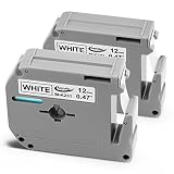 Anycolor Compatible Label Tape Replacement for Brother M Tape M231 Work with P Touch Label Maker PT-90 PT-M95 PT-70BM PT-70 PT-65 PT-85 PT-45, Black on White, 0.47 Inch (12mm) x 26.2 Feet (8m), 2-Pack