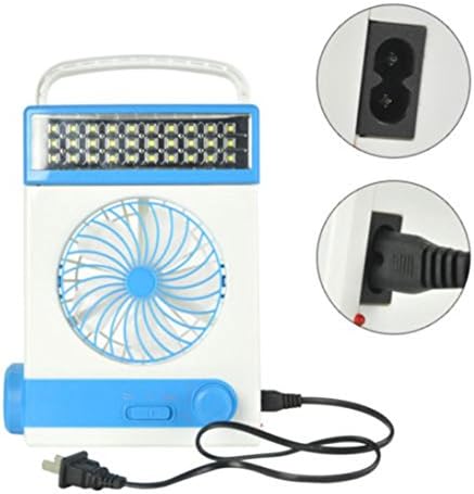 Tootu Mini Solar Rechargeable Fan Multi-function LED Light Table Lamp Flashlight (Blue)