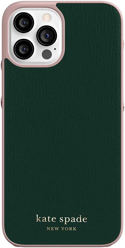 Amazon Com Kate Spade New York Wrap Case Compatible With Iphone 12 Pro Max Deep Evergreen Rococo Pink Pc Gold Sticker Logo