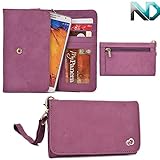 Imperial Purple Genuine Leather Women's Wristlet Clutch Wallet Lava Iris 502 with Credit Card Holder & NextDIA Cable Organizer