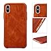 TOOVREN Protective Phone Xs Max Case Genuine Leather Ultra Slim Vintage Designer Shell Back Cover for Apple Phone Xs Max 6.5’’ (2018) Brown