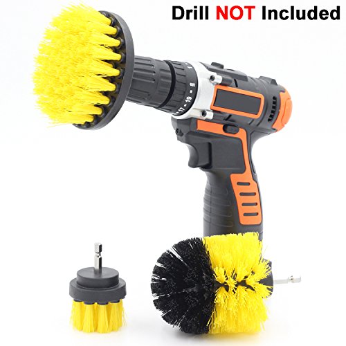 Cooptop Medium Bristles Drill Brush Set - Bathroom & Kitchen Scrub Brush Cleaning Kit - Great for Cleaning Bathtubs, Shower, Sinks, Tiles and Much More