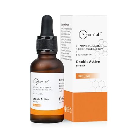 Vitamin C Serum für Gesicht und Haut, einzigartige doppelte Wirkstoffe aus 10% Vitamin C und 5% Beta-Glucan, Falten reduziere