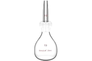 stonylab Borosilicate Glass 25 ml Specific Gravity Bottle, Flat Bottom with Perforated Stopper, Ideal for Measuring Liquid De