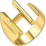 GoldChic Jewelry Personalized Gold Bold Initial Letter Open Ring Adjustable Women Statement Rings Party|Women’s Signet Ring|1