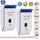 LIGHTSMAX (2018 UPGRADED) Pest Control Ultrasonic Repeller for Mosquitoes, Mice, Ants, Roaches, Spiders, Bugs, Flies, Insects, Rodents, Pest Control Ultrasonic Repeller Safe for Human & Pets (2 PK)