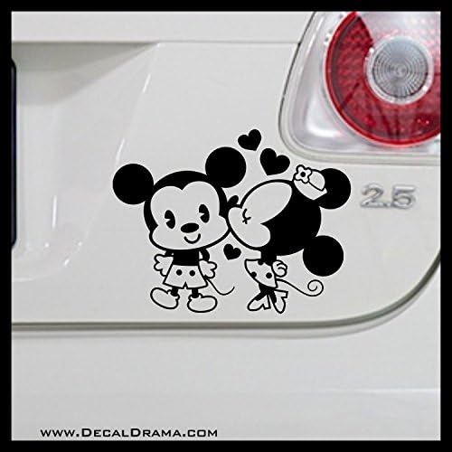 Kissing Minnie Mouse Fan-Art MEDIUM Vinyl Decal | Kissing Mickey Mouse Minnie Mouse Disney Pie-eyed Mickey | Cars Trucks Vans Laptops Windows Cups Tumblers Mugs Walls | Made in the USA