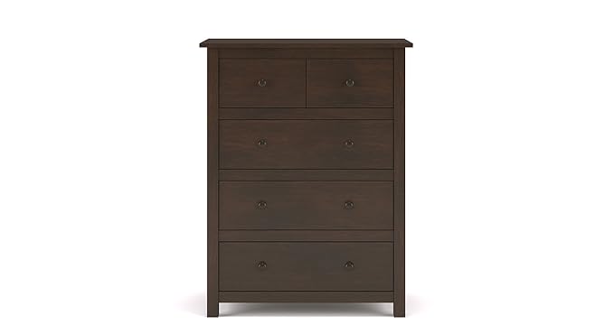 Urban Ladder Evelyn Rubber Wood Chest of Drawers (Matte Finish, Dark Walnut, 5 Drawers)