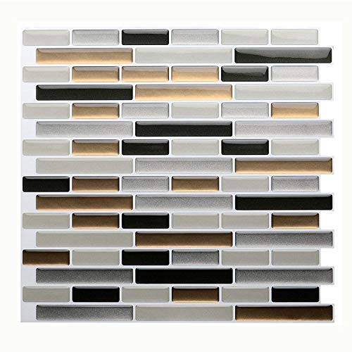 Premium Peel and Stick Tile Backsplash,Stick On Backsplash Wall Tiles for Kitchen & Bathroom-Removable,Self Adhesive-11 x 9.2" (6 Sheets)