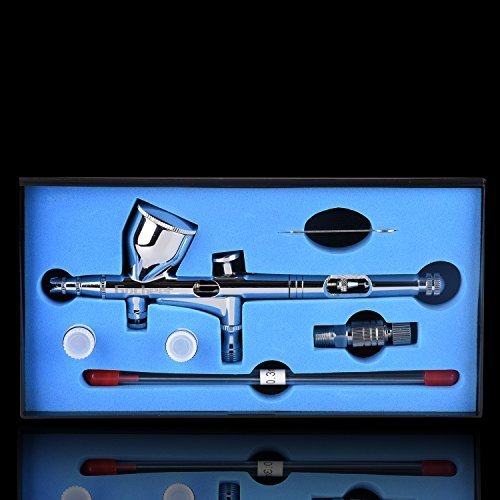 Gocheer Alta precisione Pistola Aerografo Doppia azione Gravità Alimentare Aerografo con 0,2 0,3 0,5mm ugelli Set per Tatuaggi Nail art Trucco Spray con Kit Pulizia Aerografo