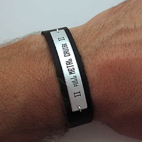 Men's Nameplate Bracelet, Leather Bracelet for Men