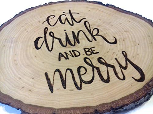 Eat, Drink, and Be Merry Wood Burned Cheese &amp; Charcuterie Serving Tray