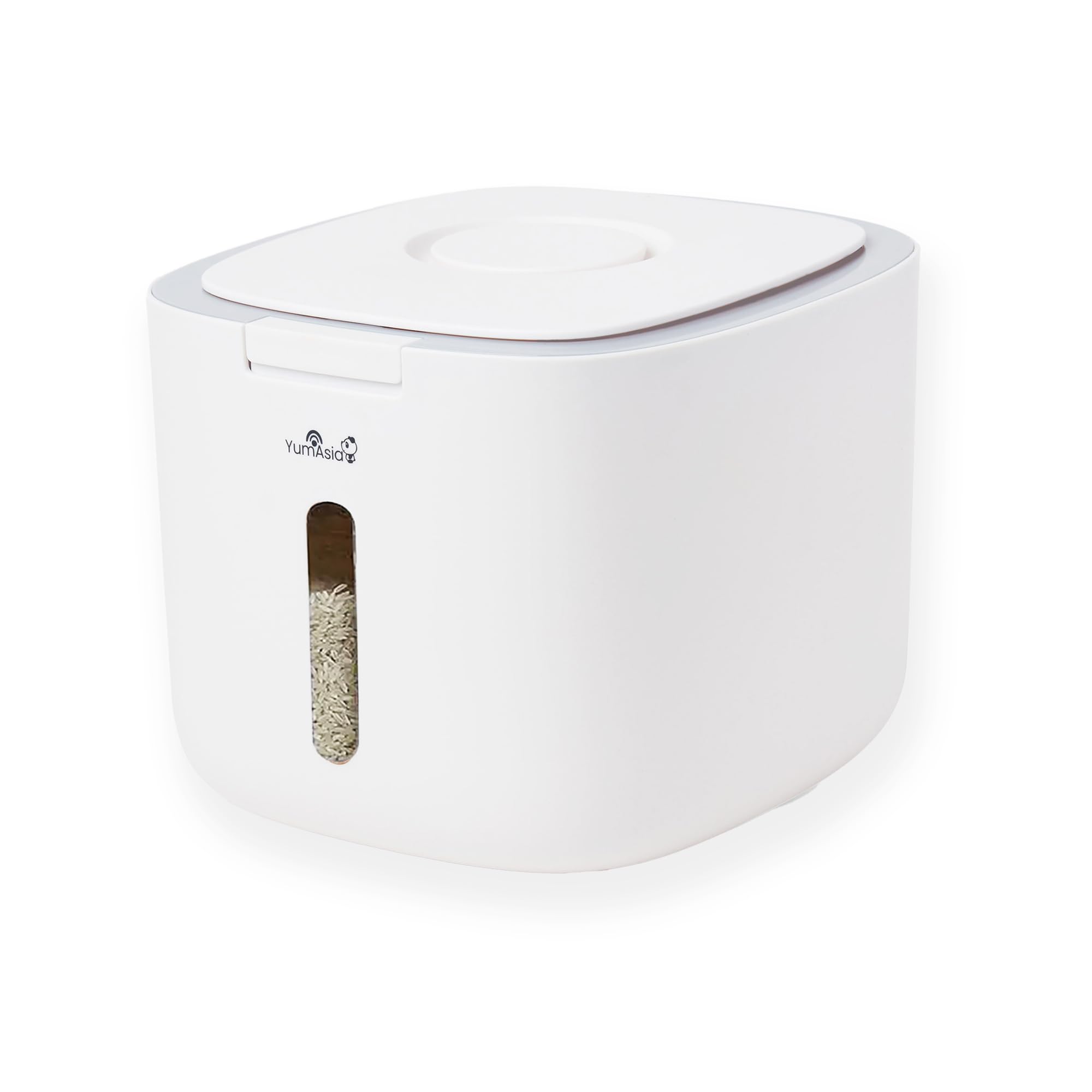 Yum Asia Grain Storage Container (5 Litre) | White with Grey Trim | Safe ABS Materials | Preserve Rice, Cereals, Flour, Pasta, Nuts, Beans and More