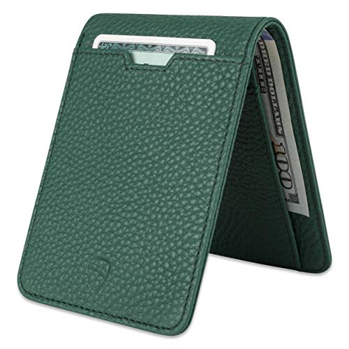 Vaultskin MANHATTAN Slim RFID Blocking Bifold Leather Wallet for Men - Minimalist Front Pocket Card Holder, Holds 9 Cards & Cash, Premium Italian Leather