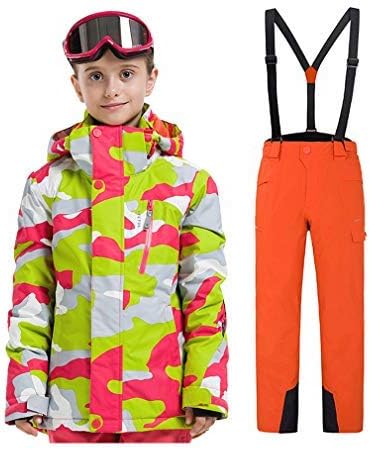 FMDD Kids Hooded Thicken ski snow suit Outdoor Ski Sports 2Pcs Ski Suits