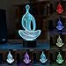 Gawell 3D Illusion Birthday Gift Lamp 16 Colors Changing Touch Switch Xmas Decoration Night Light Remote Control Acrylic Flat & ABS Base & USB Cable Toy (Yoga Meditation)