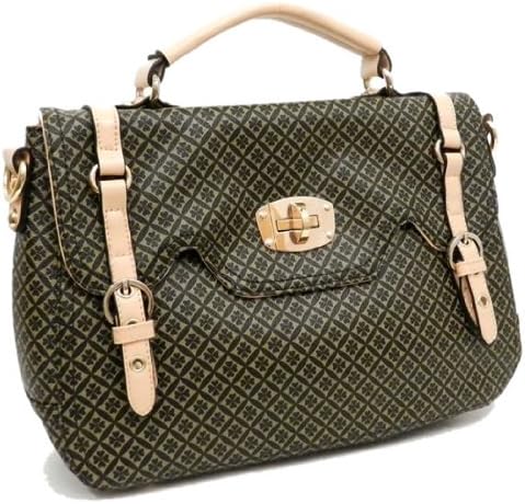 allofpurses Lock Office Pockets Shoulder Bag Belt Black Ivy Gold Designer Inspired Polka